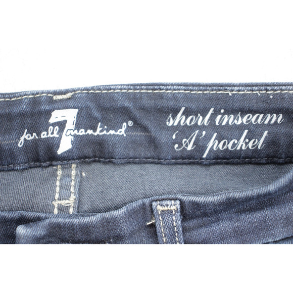 7 For All ManKind Jeans Womens 27 Blue Cotton Blend Stretch Flared Leg A Pocket - Picture 3 of 7